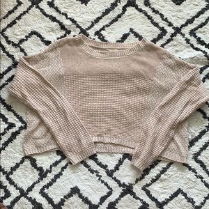 Cream Cropped Knit Sweater